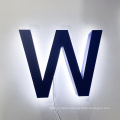 Custom Blue Blue painted backlit stainless steel 3D  led letters signage out door metal